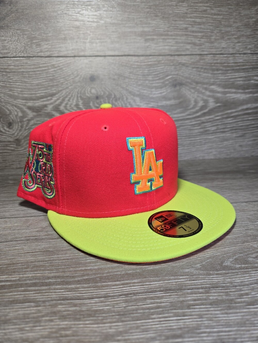 New Era LA Dodgers 59FIFTY Fitted Hat 1978 World Series  Lava / Yellow Size 7.5